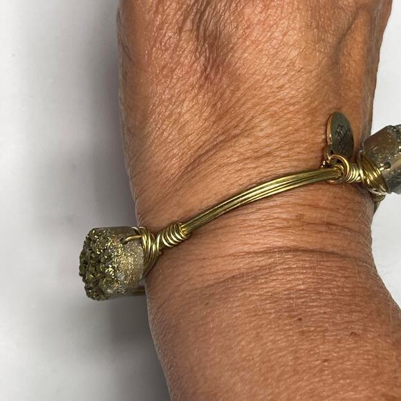 BOURBON & BOWETIES BOWTIES gold tone bracelet bangle druisy druzy jewelry wire - Picture 7 of 10